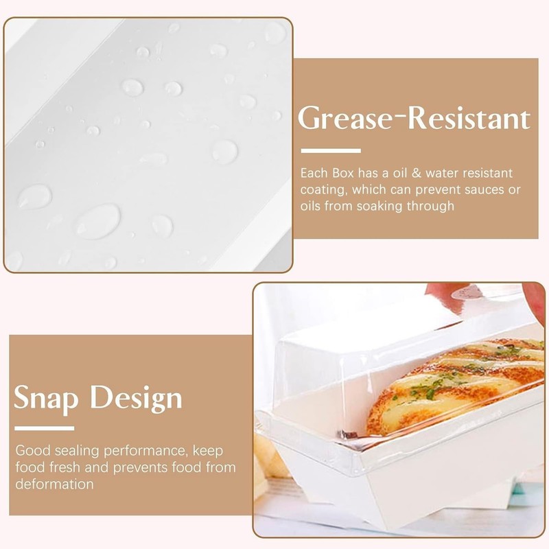 Paper Charcuterie Boxes with Clear Lids, 50 Pack, White | 7.5x3.3 Inch, Small... gallery