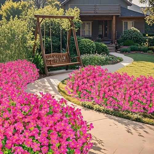 16 Bundles Artificial Flowers for Outdoors Decoration Fake Silk Flowers Fuchsia gallery