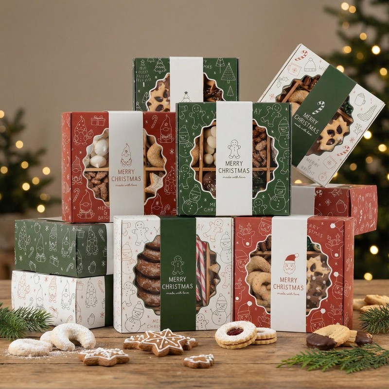 9 PCS Beautiful Christmas Cookie Boxes Sturdy Tins With Lids For Holiday Gift