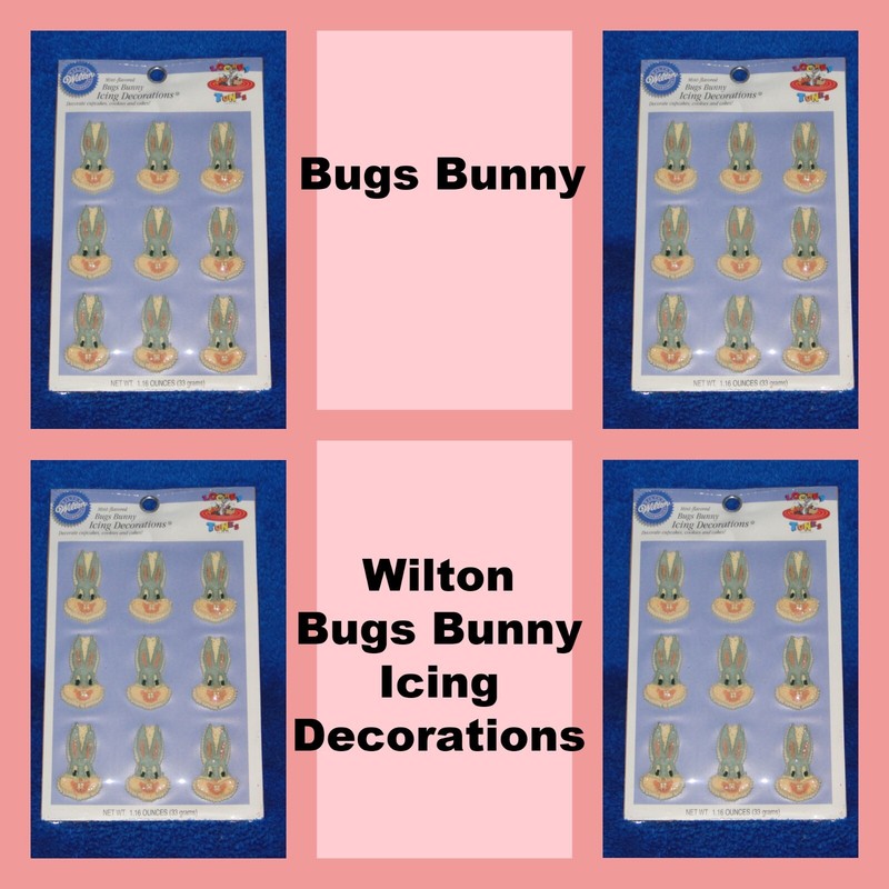 New Wilton Wilton Bugs Bunny Icing Decorations, lot includes 4 icing card