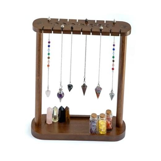 Pendulum Display Stand with Tray – Wooden Necklace Stand, Crystal holder for