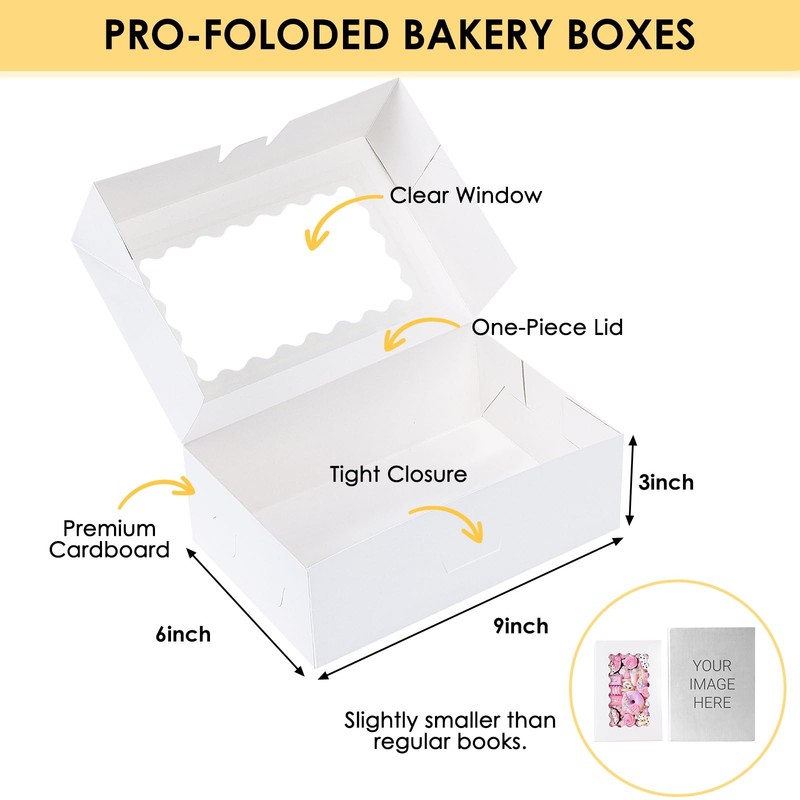 28pcs Cookie Boxes with Window, 9x6x3 Inch White Bakery Boxes Dessert Contain... gallery