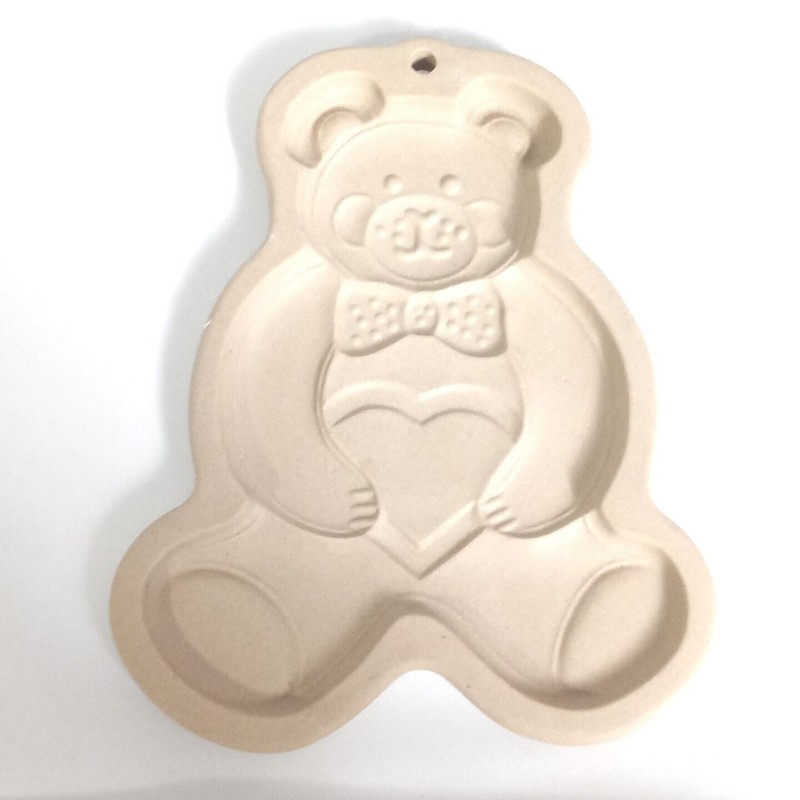 Pampered Chef Teddy Bear Cookie Mold Retired Vintage 90s Stoneware 5" gallery