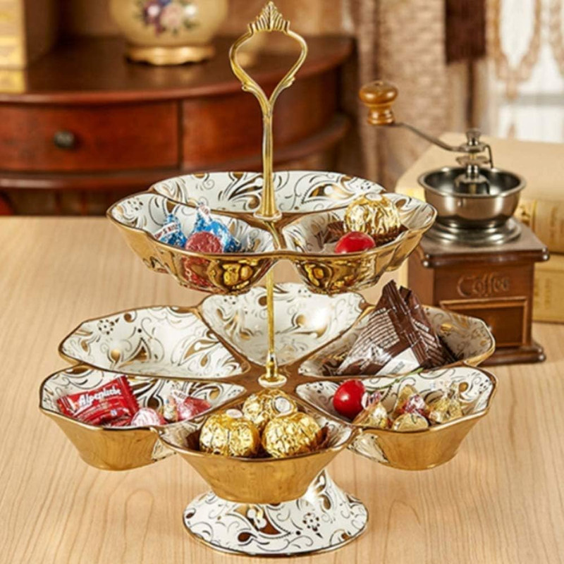 WHZAZGW 4 Sets of 3 Tier Cake Plate Stand Handle, Metal Fruit Cake Cupcake Plate gallery