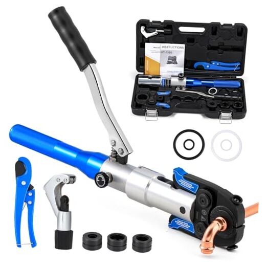 Copper Pipe Crimping Tool, Hydraulic Crimping Tool With 1/2″, 3/4″, 1″ Jaws,