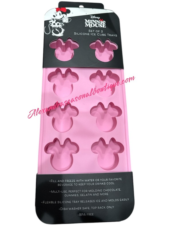 Flexible Silicone Mold Tray Disney Minnie Mouse Pink Multipurpose Set Of 2 New