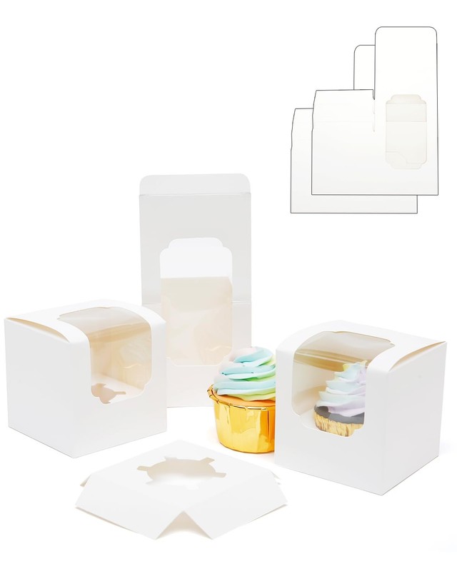 Auto-pop up Cupcake Boxes 30-Packs Individual Cupcake Container White 3.5" x ... gallery