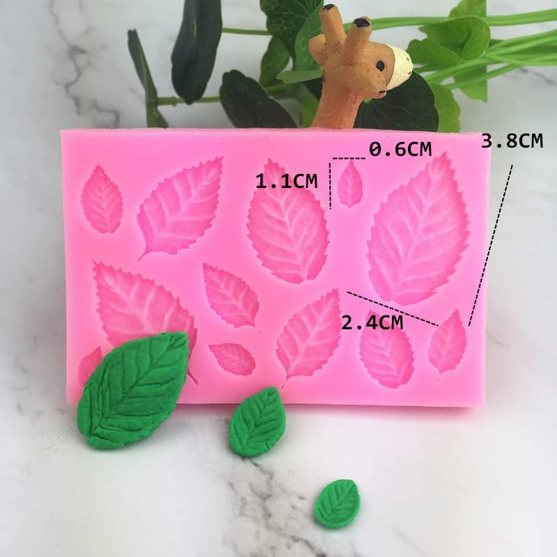 3Pcs Pink 3D Small Leaf Molds Silicone for Sugar Paste, Chocolate, Fondant, Butt gallery