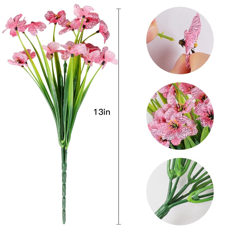 AmyHomie 20 Bundles Artificial Flowers for Outdoor Outside 20 PCS, Pink gallery