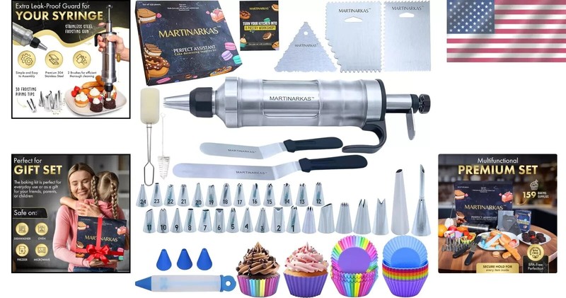 Cake Decorating Kit 159 Baking Supplies Icing Gun with 30 Piping Tips Frost gallery
