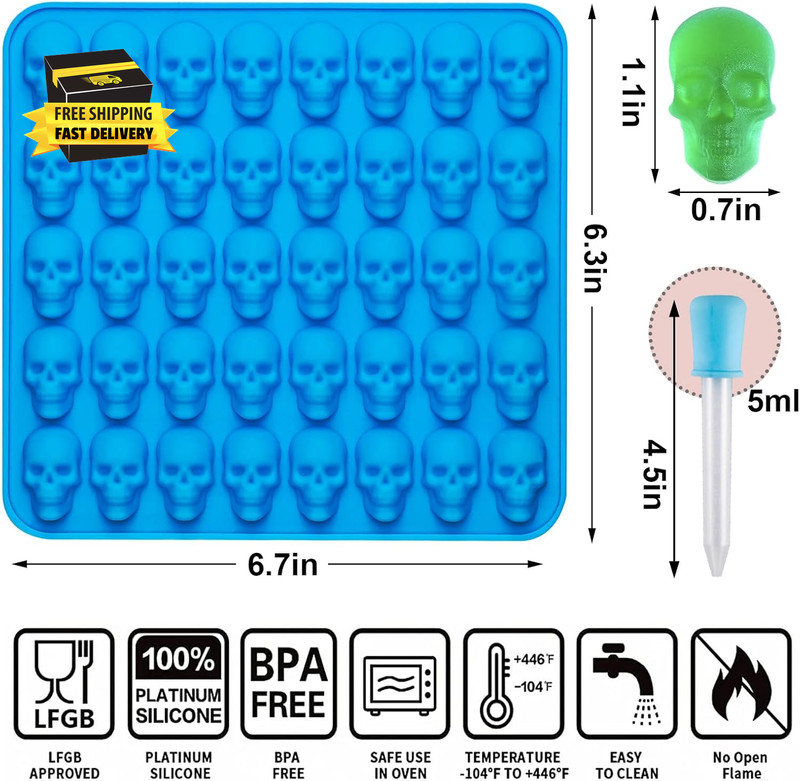 4Pcs Gummy Skull Chocolate Molds, Gummy Skull Candy Molds, Non-Stick Silicone Ca gallery