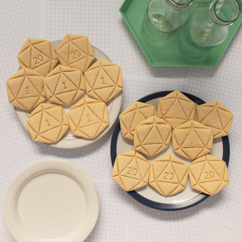 Natural 1, Nat 20, Icosahedron Cookie Cutters - dice geometric shape lucky game gallery