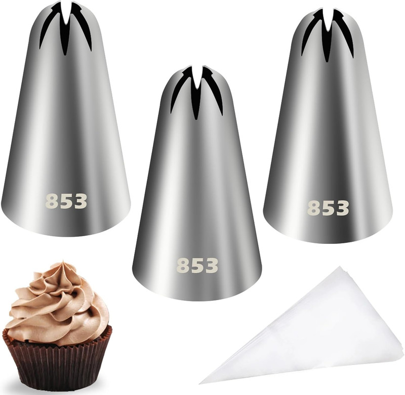 Stainless Steel Piping Tips Set with 20 Disposable Pastry Bags for Cake Decorati