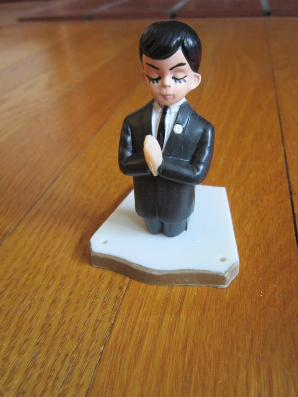 Vtg First Communion Boy Cake Topper Kneeling Praying Plastic Wilton Decor