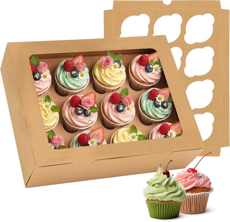 Cupcake Boxes 7 Pack Hold 12 Standard Cupcakes with Window Inserts Bakery Sup... gallery