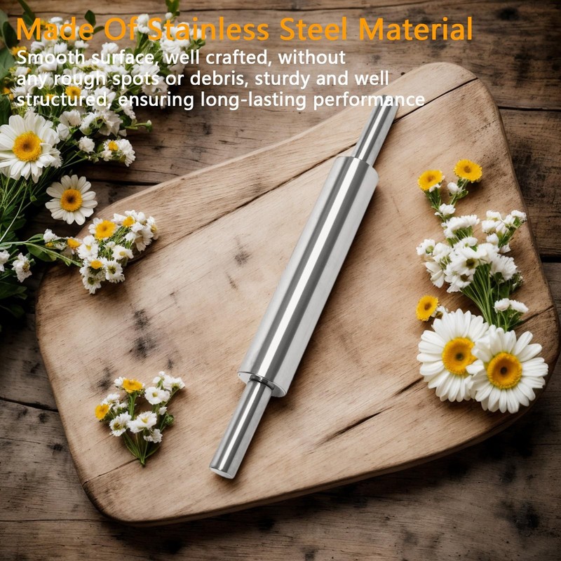 REDANT 17-Inch 18/8 Stainless Steel Rolling Pin - Metal Dough Roller for Baki... gallery
