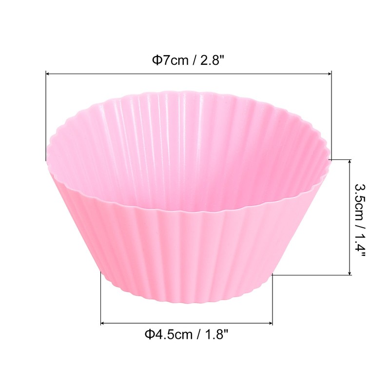 42Pcs Silicone Cupcake Baking Cups 2.8" Non-Stick Muffins Liners Pink gallery