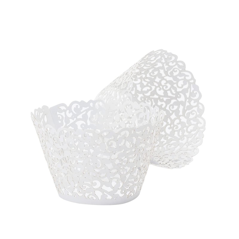 Cupcake Wrappers Lace Liners Laser Cut Artistic Cake Paper Cups White 100 PCS gallery