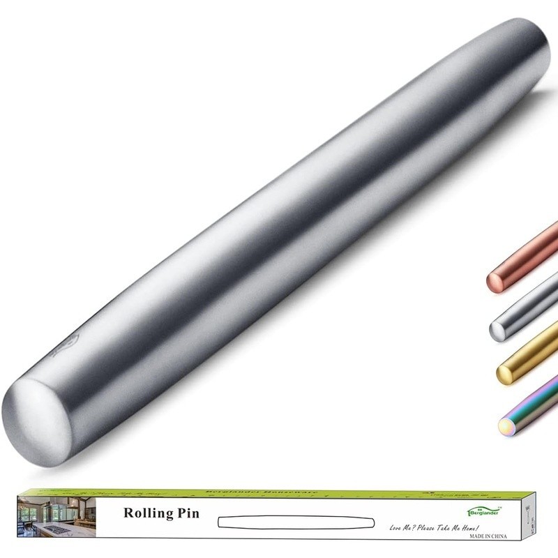 Stainless Steel Rolling Pin Baking Dough Pizza Pie Cookie Kitchen Utensil Gift
