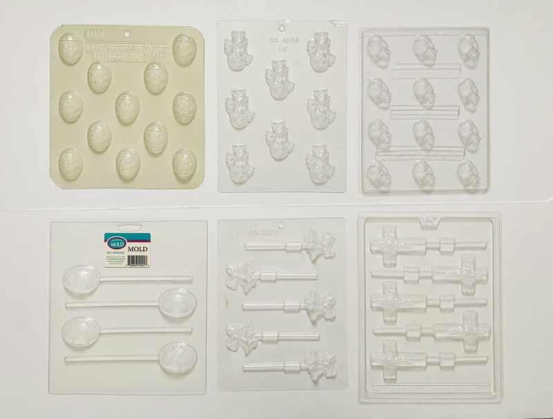 Lot of 30 Vintage Plastic Candy Molds - Hearts, Baby, Easter, Christmas, Misc. gallery