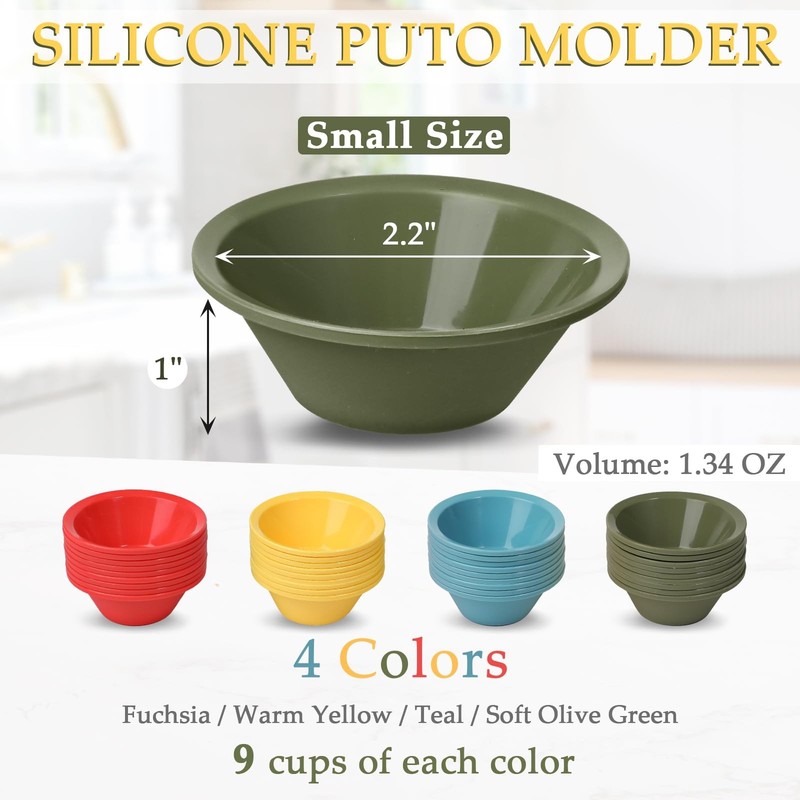 36 Pcs Silicone Puto Molder Filipino Small-Size, 2.2" Reusable Kutsinta Molde... gallery