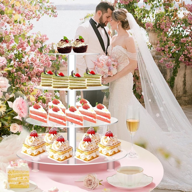 Large 4 Tier Cupcake Stand,Acrylic Round Cake Stand Dessert Tower Tea Party S... gallery