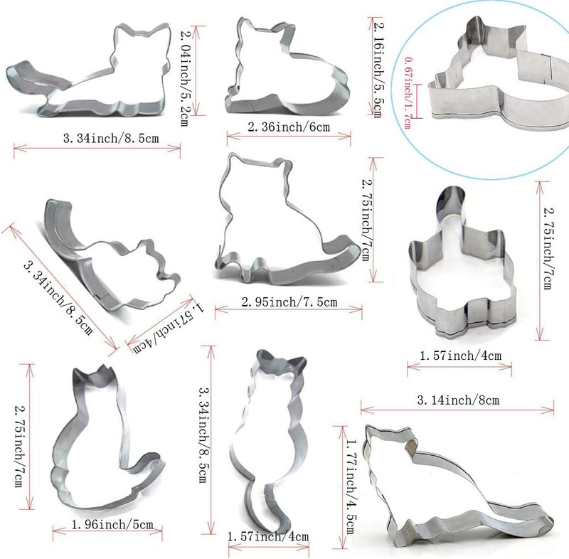 8 PCS Cat Cookie Cutter Set Stainless Steel Cat Cookie Cutters Shapes Candy Food gallery