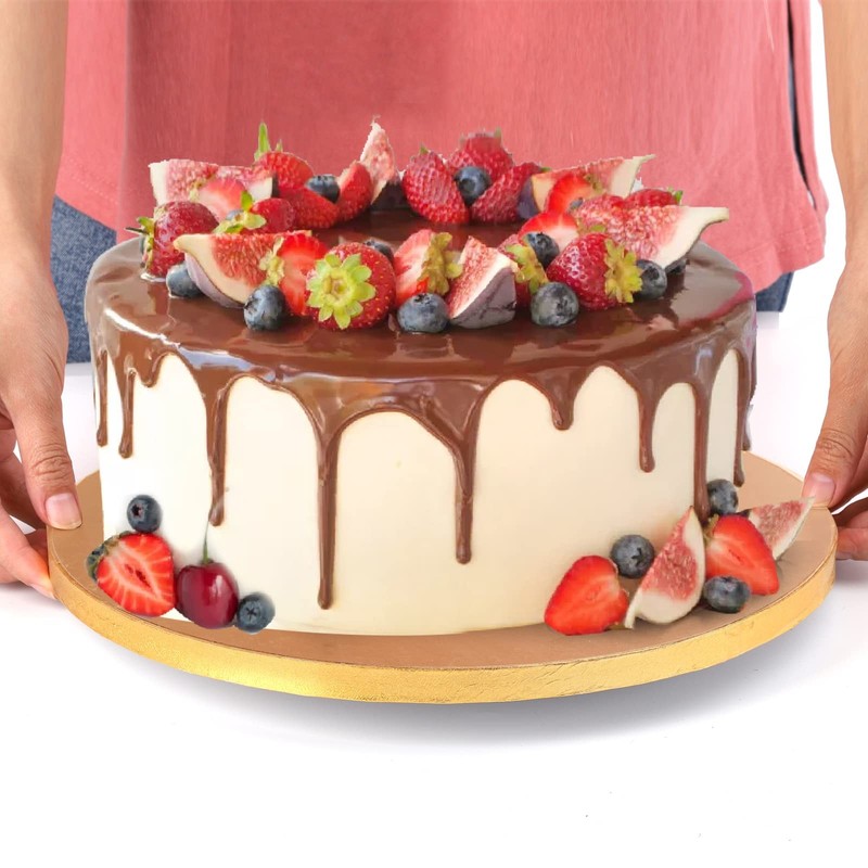 8-Pack Cake Board Drum 12 Inch, 1/2" Thick Gold Foil Round Cake Circles, Stur... gallery
