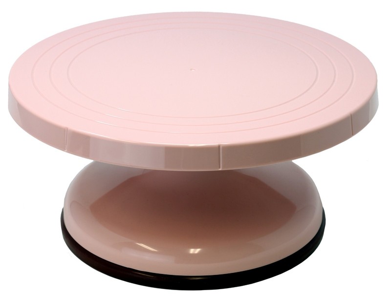 10.5 Inch Rotating Cake Decorating Turntable -Pink Plastic -Banding Wheel-Sturdy
