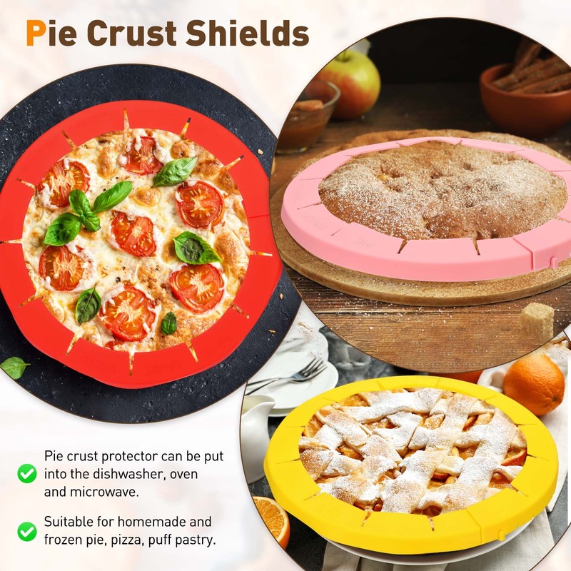 Adjustable Silicone Pie Crust Shields, 2Pcs Crust Edges Protectors, Blue gallery