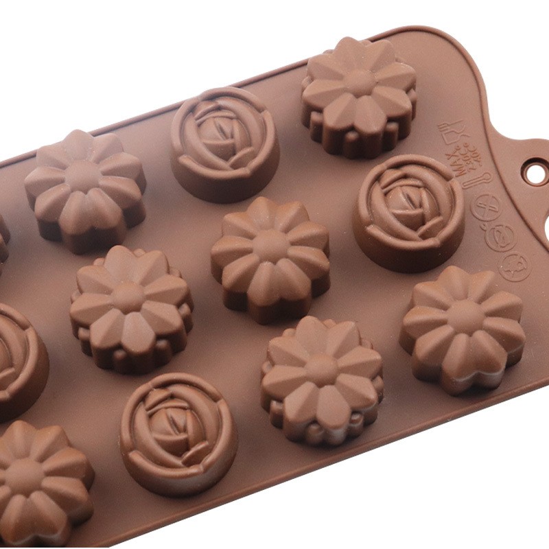 2pcs 15 inch 3D small flower silicone chocolate mold baking tool gallery