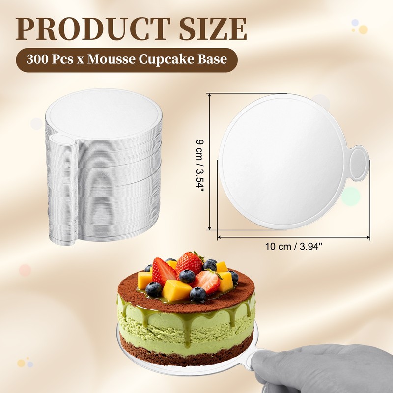 300 Pcs Mini Cake Boards, 3.5 Inch Round Cardboard Cake Base, Silver gallery