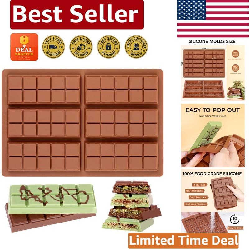 Versatile Chocolate Bar Mold – Non-Stick, Dishwasher Safe & Flexible Silicone