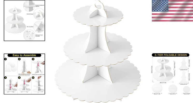 Versatile 3-Tier Cupcake and Dessert Stand for All Occasions - Lightweight gallery