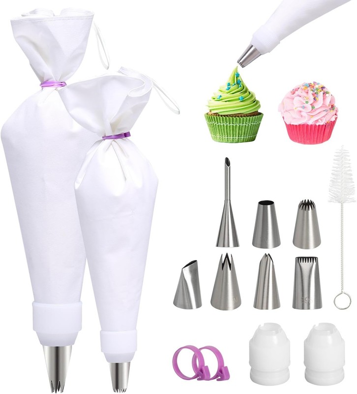 Piping Bags and Tips Set, Frosting Piping Kit for Baking with Pastry Bags and