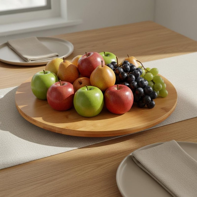 Bamboo Rotating Tray Versatile Use Rotating Seasoning Organizer Long-Lasting
