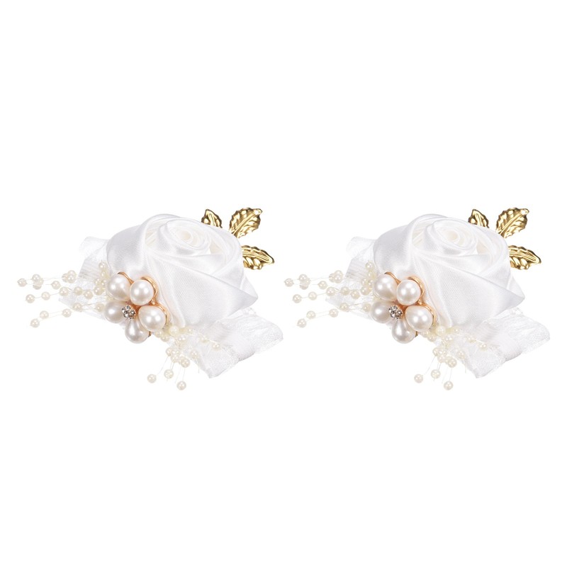 2 pcs pink flower bracelets 7x7cm white for wrist corsage