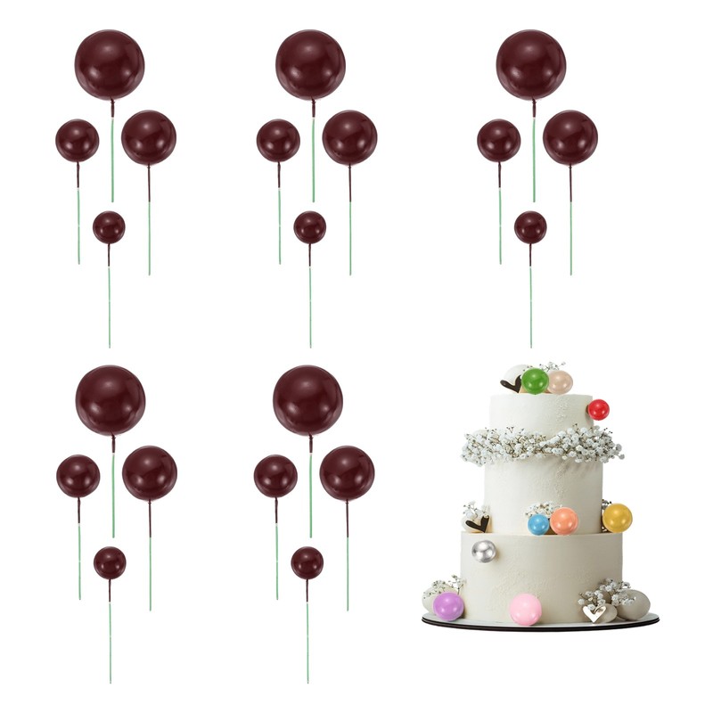 20Pcs Foam Balloons, Cupcake Insert Cake Toppers Cakes Decoration, Brown