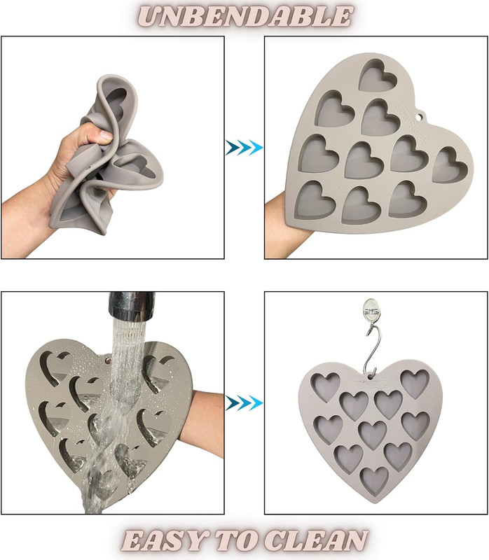 Heart Shaped Cake Pans Heart Silicone Mold for Baking, Large 2 Inches Molds, 10 gallery