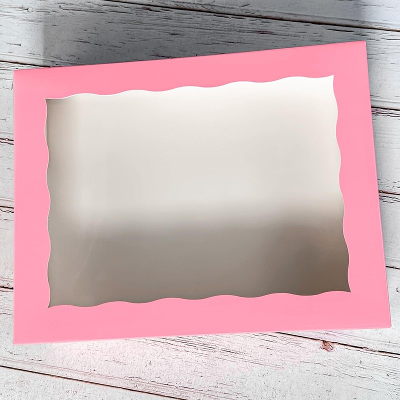 8 PCS Pink Pastry Bakery Cookie Boxes PVC Window AutoPop Up 12x8x2.5 Inch gallery