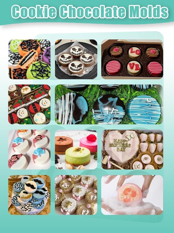2 Pcs Oreo Chocolate Cookie Silicone Molds, 12-Cavity Round Silicone Mold, Ba... gallery