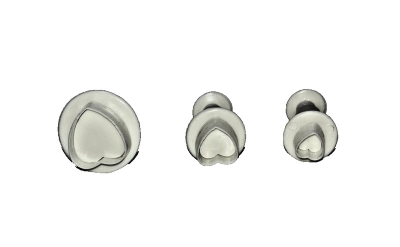 3 Piece Heart Cutter Set / Fondant / Gumpaste Molds / Cookie Cutters / Plunger gallery
