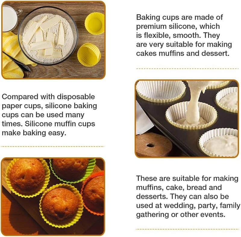 Jumbo Silicone Baking Cups Cupcake Liners Muffin Cups Cake Molds Large gallery