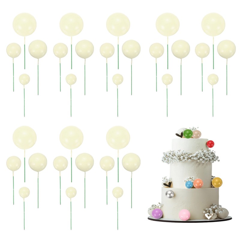 32Pcs Foam Balloons, Cupcake Insert Cake Toppers Cakes Decoration, Cream White