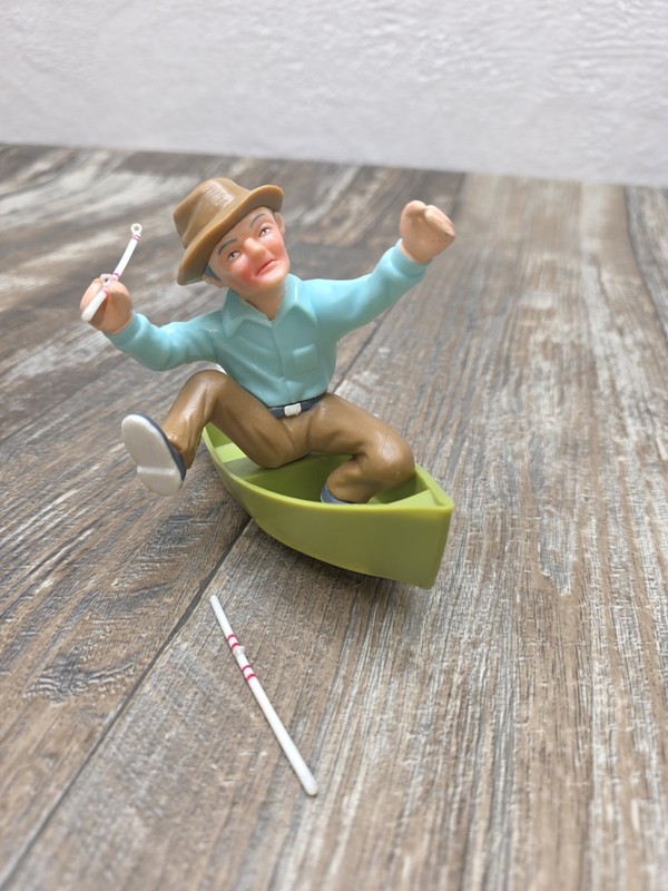 Vintage 1978 Wilton 6" Cake Topper Fisherman With Boat Plastic Toy Keepsake gallery