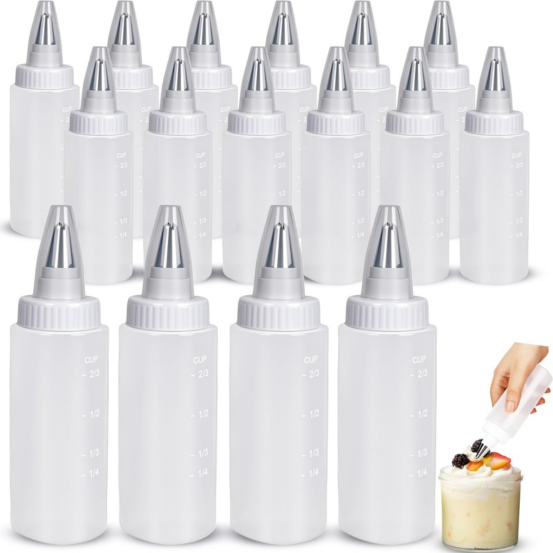 16 PCS 6 oz Plastic Squeeze Applicator Writer Bottle Cookie Icing Decorating
