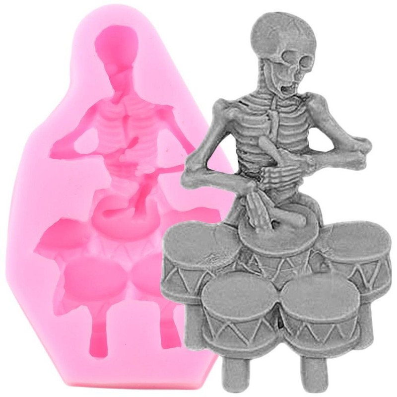 3D Skeleton Skull Silicone Mold Musical Instrument Halloween Fondant Candy gallery