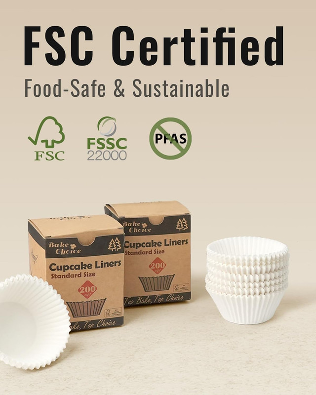 200pcs Standard White Cupcake Liners for Baking, Upgraded Natural Muffin Liners, gallery