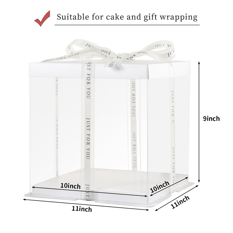 6Pcs Multi-Layer cake ，Large Cake PET Clear , 10" X 10" X 9" with ribbon and ... gallery