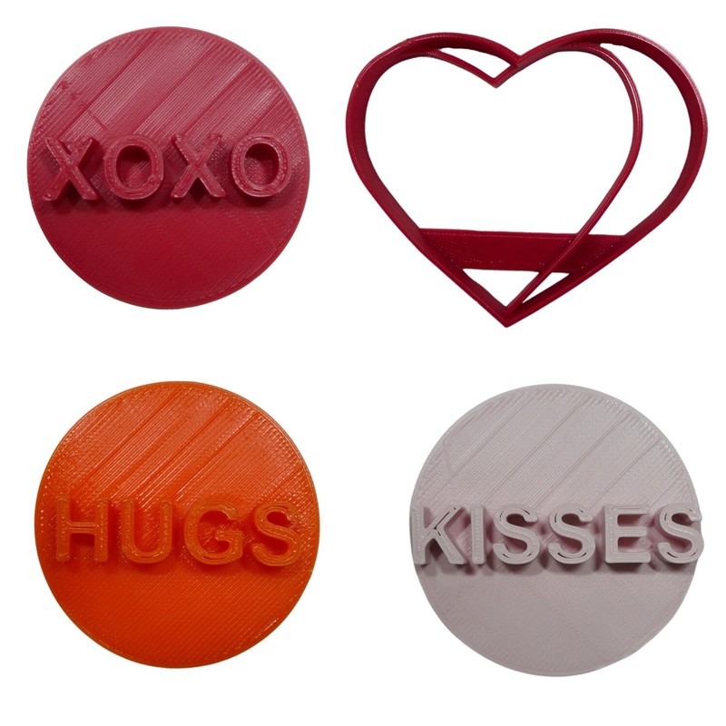 HUGS AND KISSES CANDY HEARTS SET OF 4 COOKIE CUTTERS MADE IN USA PR9015